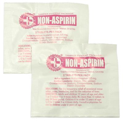 Packets of non-aspirin pain relievers